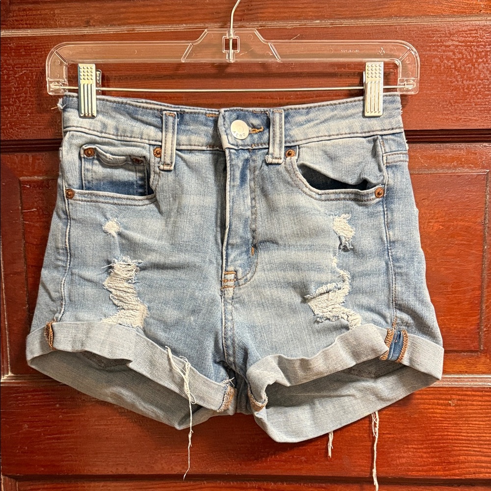 Aeropostale Faded Blue Ripped Jean Shorts